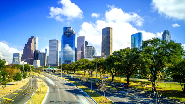Houston Texas Skyline Clouds Time Lapse
