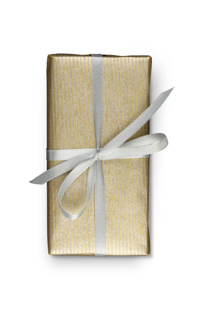 istock Birthday holiday gift box in wrapping paper isolated on white 640320974