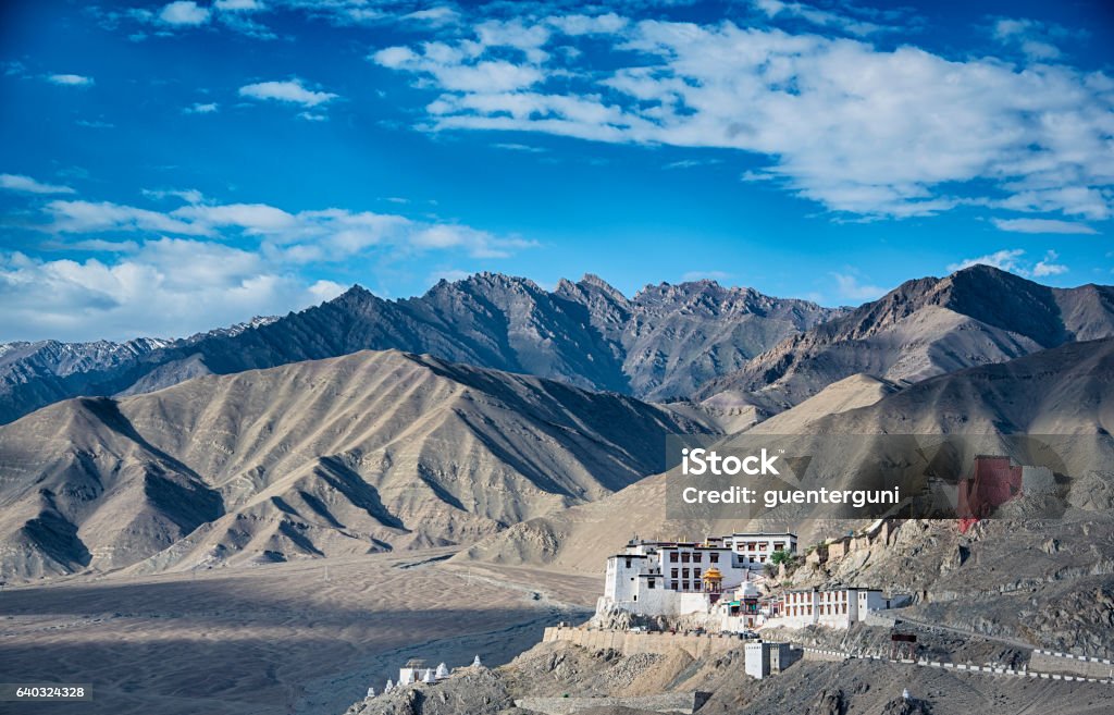 Stok Monastery near Leh, Ladakh, India Stok Palace, dated back until the 14 century, actual palace built in 1820 and still the summer home of Ladakhi royalty from the Namgyal dynasty of Ladakh. Leh District Stock Photo