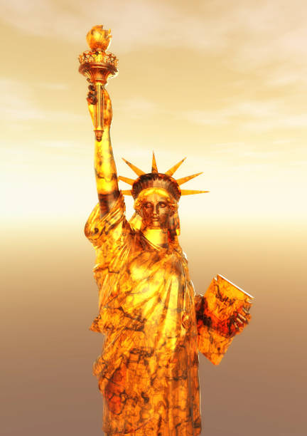 illustrations, cliparts, dessins animés et icônes de rendu numérique de la statue de la liberté - usa presidents flash