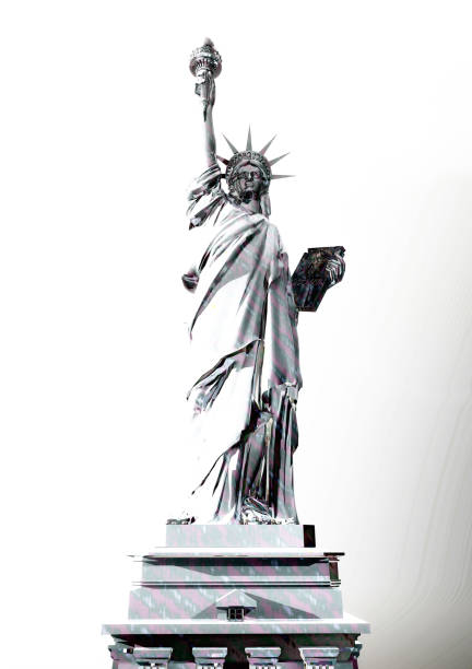 illustrations, cliparts, dessins animés et icônes de rendu numérique de la statue de la liberté - usa presidents flash