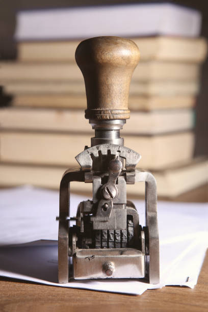 istock Vintage date stamp. Industrial office stamp. 640327368