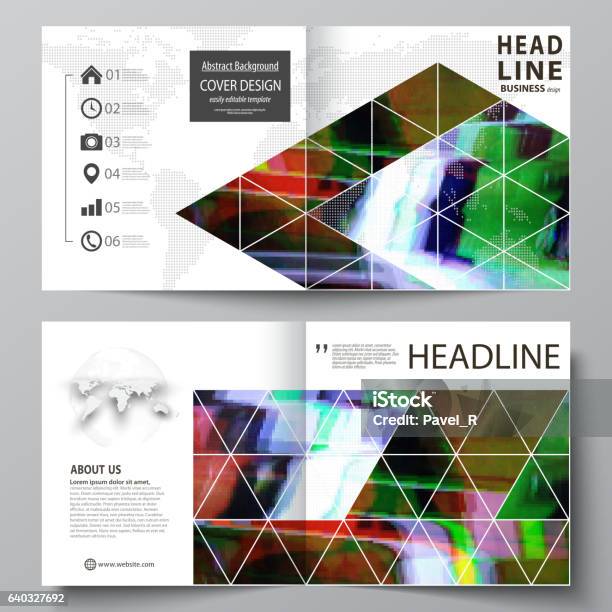 Business Templates For Square Design Bi Fold Brochure Flyer Report Stock Illustration - Download Image Now