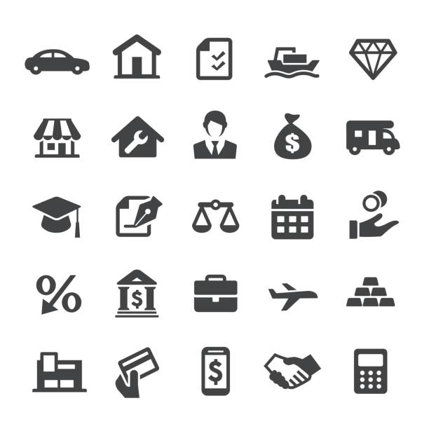 иконки займа - уменая серия - car loan finance symbol stock illustrations