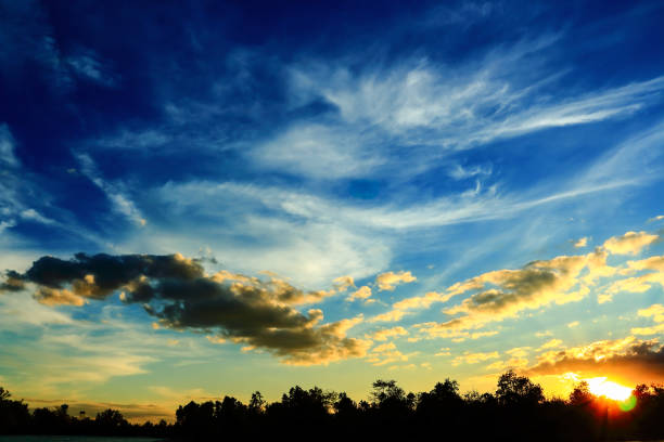 Beautiful atmosphere of the sky at sunset. silhouette.