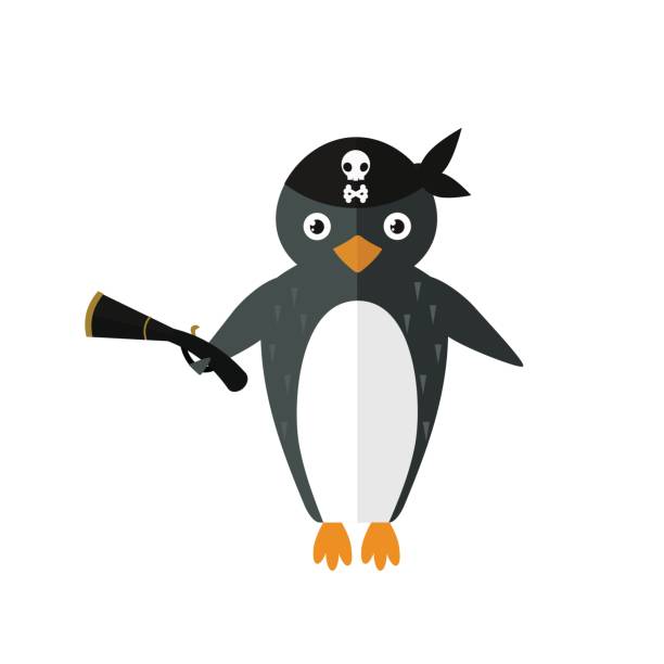 pinguin piraten vektor tier charakter illustration. - antarctica penguin ice emperor stock-grafiken, -clipart, -cartoons und -symbole