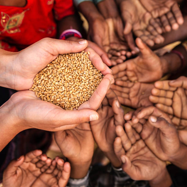 istock Hands of poor - asking for food, Africa 640332548