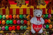 White big teddy bear with a big red heart