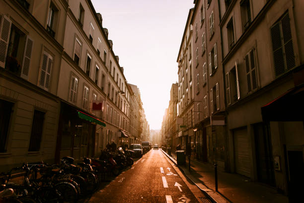 istock Paris street at sunset 640334416