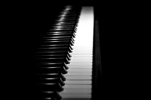 piano keyboard in black and white