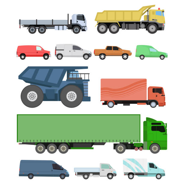 verschiedene autos transport vektor-set. - armored truck stock-grafiken, -clipart, -cartoons und -symbole