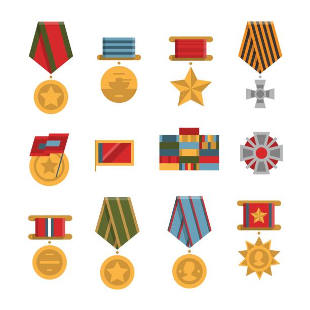 komplet publicznych medali pamiątkowych. - military medals stock illustrations