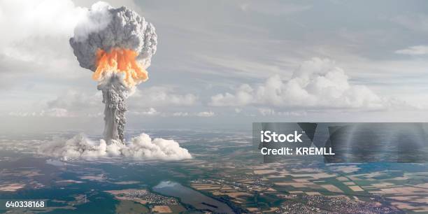 Nuclear Explosion From Height Of Birds Flight Stock Photo - Download Image Now - Nuclear Weapon, Nuclear Power Station, War