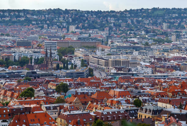 View of Stuttgart from Karlshohe hill, Germany