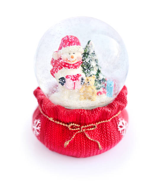 istock Snow globe with snowman on white background 640345816