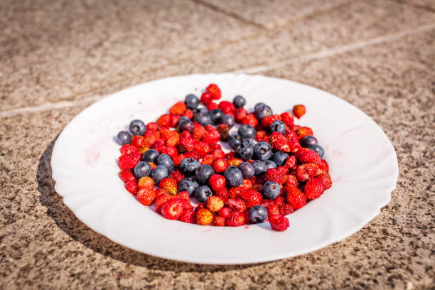 Summer berries collected from a home garden