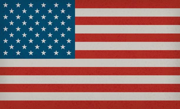 American Flag with texture - Background vector art illustration