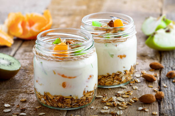 istock Granola with yougurt and fruits for breakfast 640355444