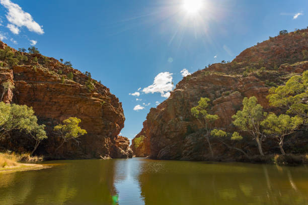 das spektakuläre ellery creek großes loch wasserloch im northern territory, australien - ellery creek stock-fotos und bilder