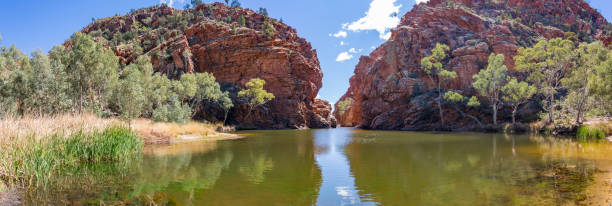 le spectaculaire ellery creek big hole trou d’eau dans le territoire du nord, australie - ellery creek photos et images de collection