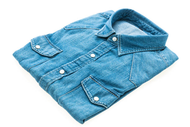 istock Jeans shirt for clothes isolated on white background 640827874