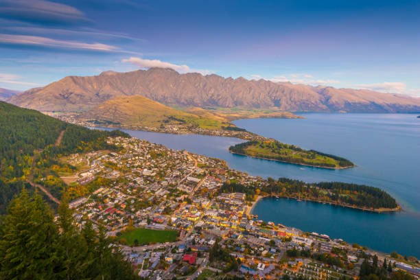 istock Panoramic view Queenstown downtown New Zealand 640829804