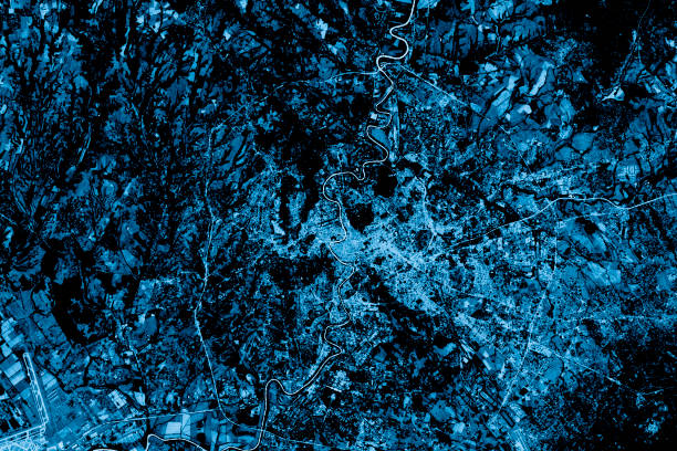 istock Rome Abstract City Map Top View Dark 640831496