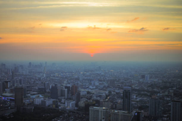 Bangkok Cityscape, Business district with high building at dusk (Bangkok, Thailand)