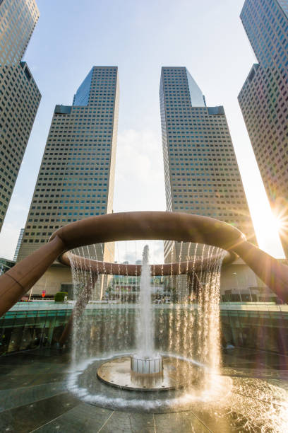 Singapore City, Singapore - July 18, 2013: Fountain of Wealth landmark of Singapore. Singapore is a world famous tourist city with highly developed economic infrastructure.