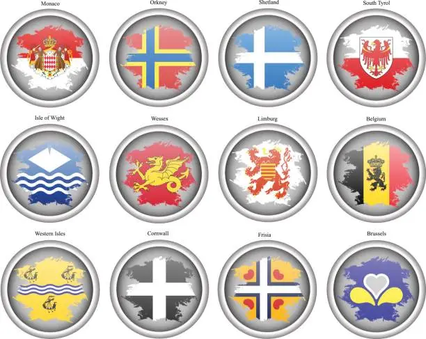 Vector illustration of Set of icons. Flags of the Europe.