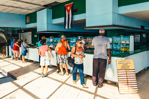 Locals doing the grocery shopping in Havana, Cuba.