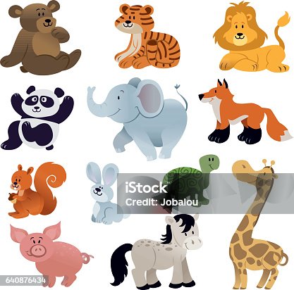 istock Set of Cute animals 640876434
