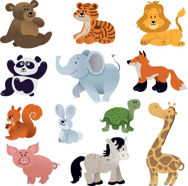 Set Of Cute Animals Stock Illustration - Download Image Now - Elephant,  Animal, Animal Themes - iStock