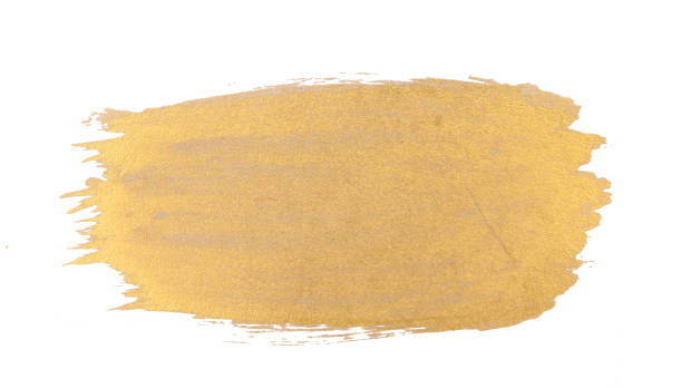 istock Gold watercolor texture paint stain   shining brush stroke 640916822