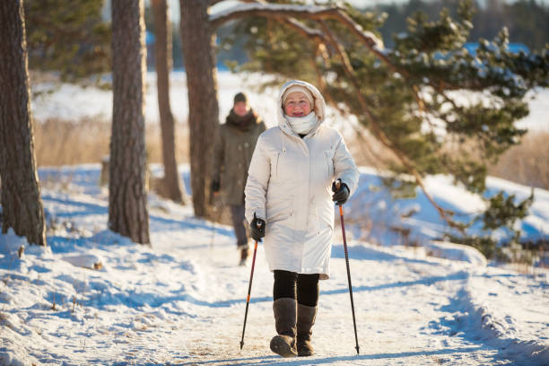 istock Winter sport in Finland - nordic walking 640918558