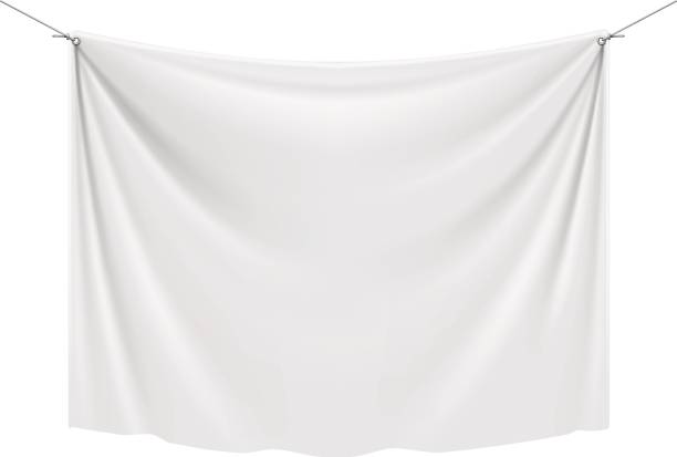 White Textile Banner Vector illustration of white textile banner. hanging stock illustrations