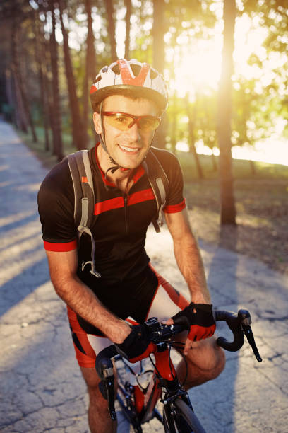 istock Young and energetic cyclist in the park 640921624