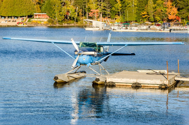 istock Seaplane Tied Up to a Floating Pontoon 640923626