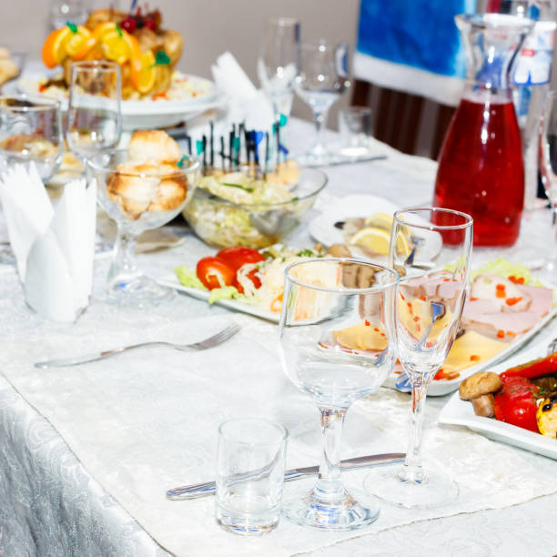 istock Wineglasses and cold cuts served on a table in restaurant 640923700