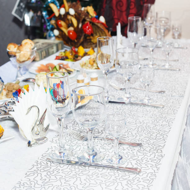 istock Wineglasses served on a table in restaurant 640923710