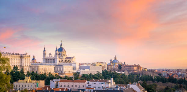 The Cathedral of Madrid The Almudena Cathedral is the cathedral of Madrid, Spain, and is a modern building concluded in 1993. It is one of the attractions of the city. madrid city view stock pictures, royalty-free photos & images