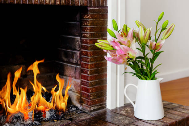 istock Flower Vase by the Fireplace 640929602