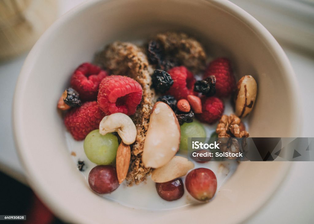 Bowl of Cereal A healthy bowl of cereal and fruit! Breakfast Stock Photo