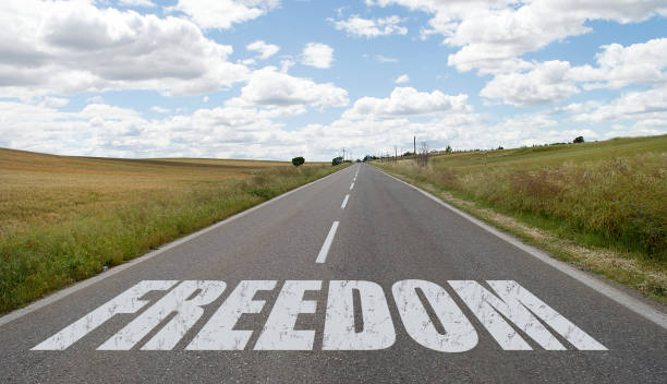 istock Freedom message written on the road 640930994