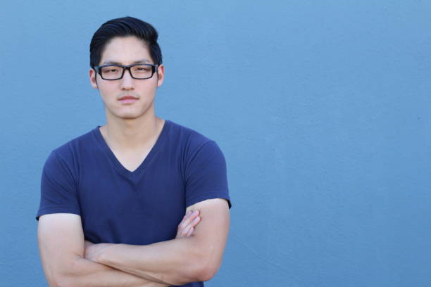 istock Asian man wearing v-neck tee shirt 640931308