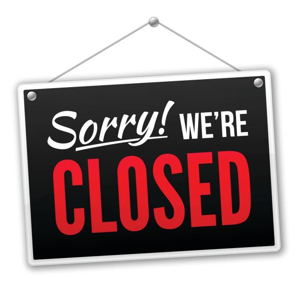 Sorry We're Closed Sign Sorry we're closed black sign isolated on white. closed sign stock illustrations