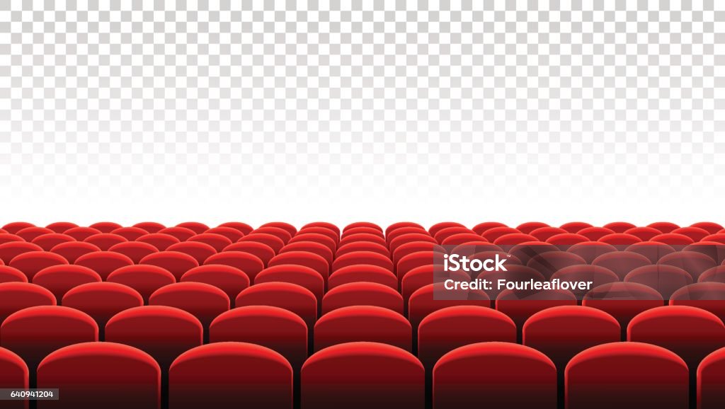 Vector Cinema or Theater rows of red seats Vector illustration of Rows of red velvet seats of a cinema or theater hall. Movie Theater stock vector