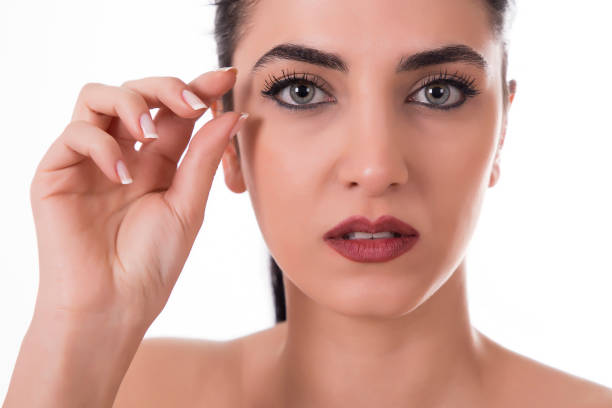 istock Young beautiful woman face portrait 640942632