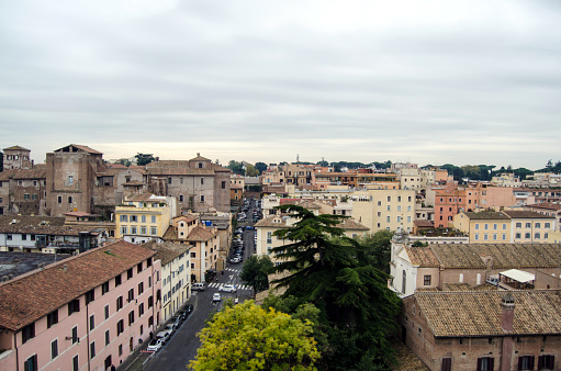 Residential buildings in Rome. Horizontal view.
