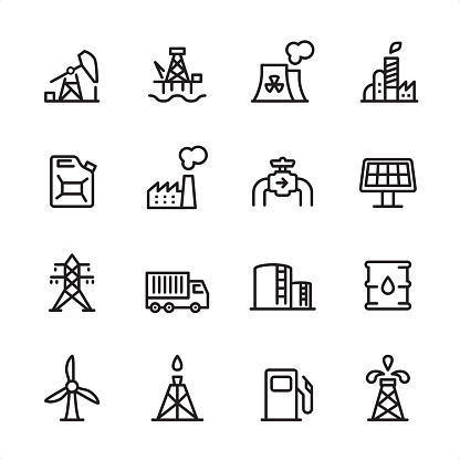 16 line black and white icons / Set #11